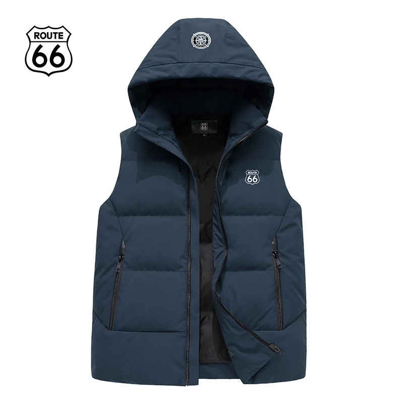 ROUTE66秋冬羽绒马甲男款保暖户外情侣款2023新款连帽可拆卸马夹