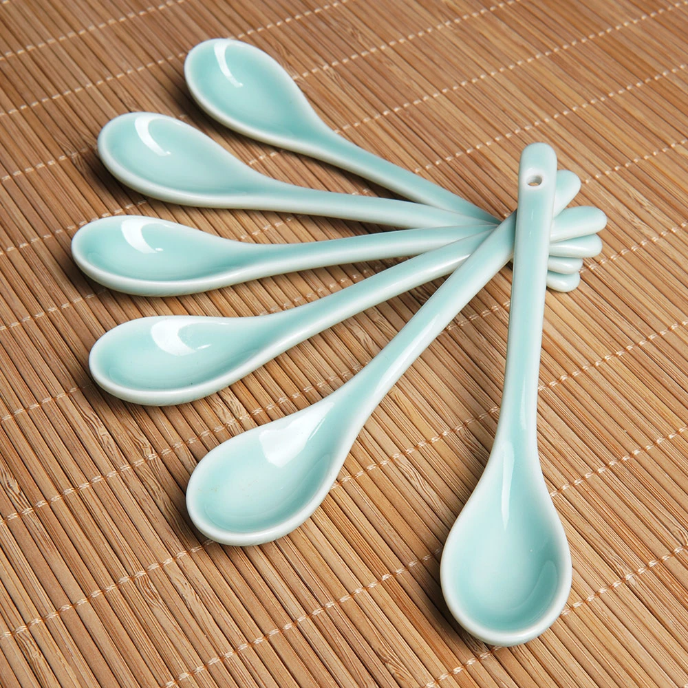龙泉青瓷餐具勺冰激淋勺 陶瓷勺壶咖啡杯 咖啡勺子 小汤匙