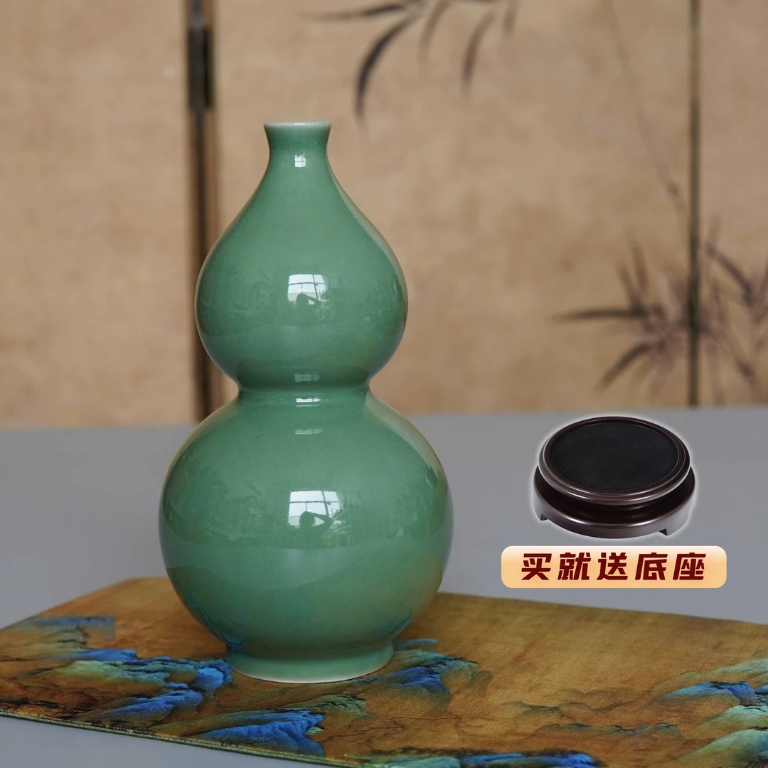 龙泉窑花瓶摆件 葫芦瓶 玉壶春瓶 直口瓶 中式家居装饰品青瓷摆件