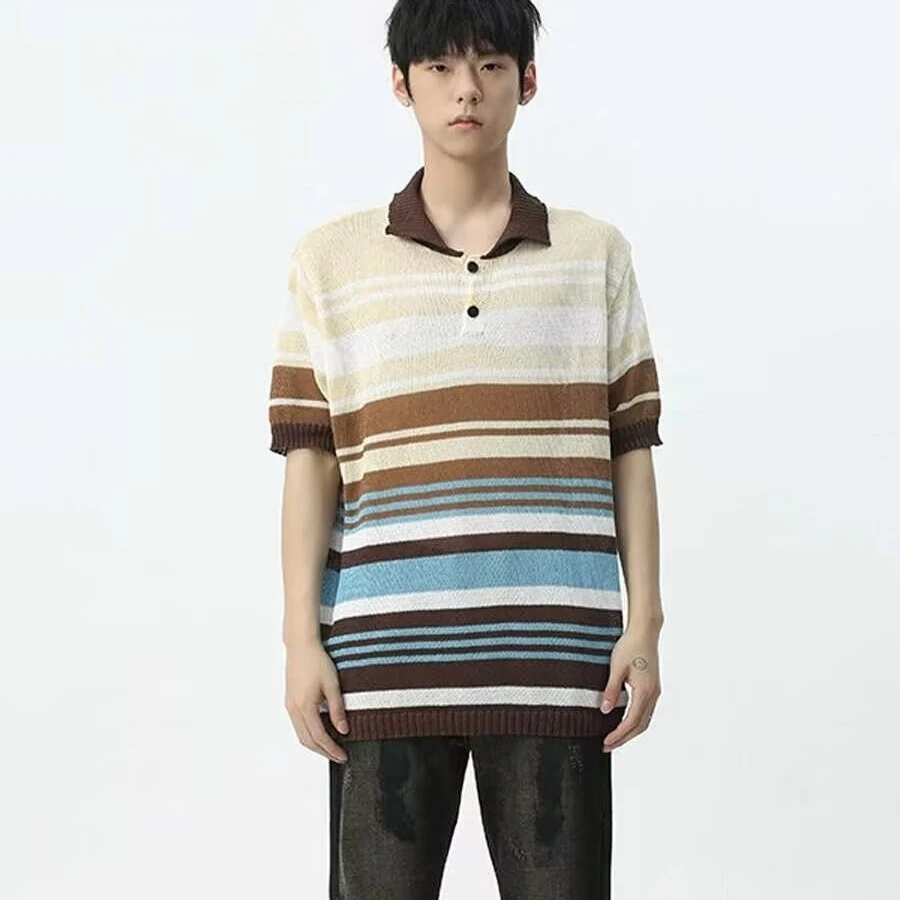 夏季针织速干翻领短袖数码印工作服欧美潮牌半拉链Polo衫运动T恤