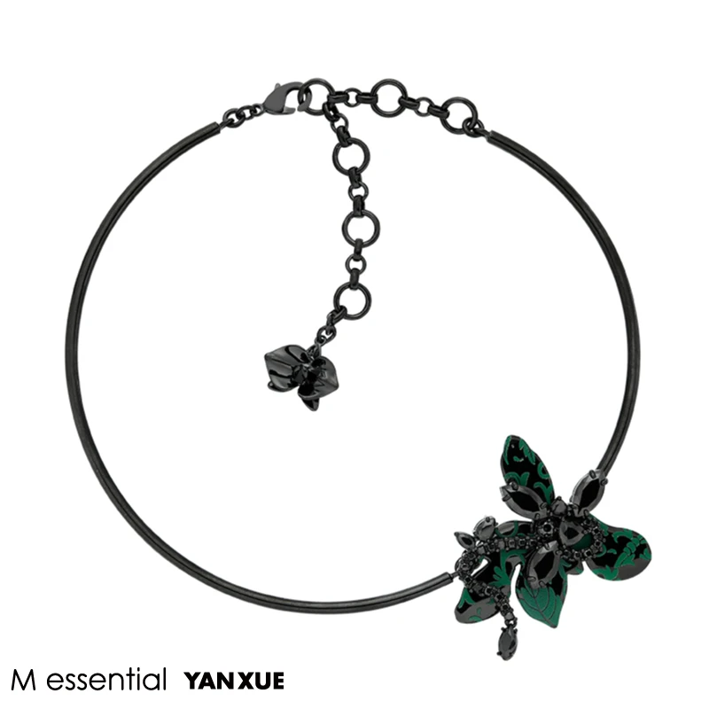 黄铜锆石项链 YANXUE x Messential 印花珐琅短项链 A011YX0042