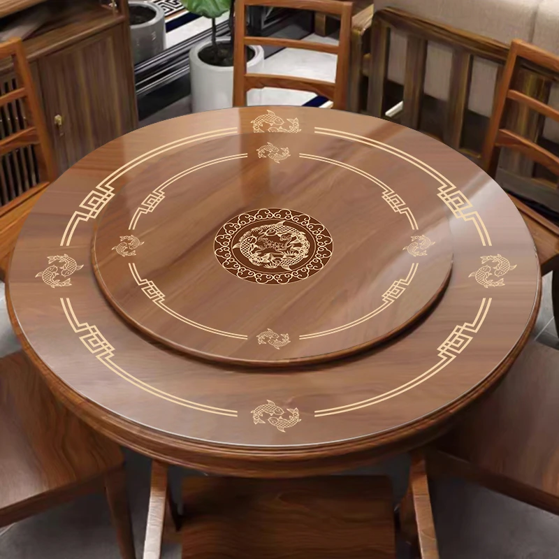 新中式高档透明圆桌垫旋转餐桌垫防水防油防烫免洗餐桌布转盘桌垫