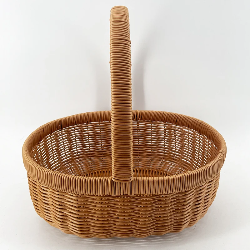 A036（捡漏）旦形南瓜篮轻奢简约风时尚手工大号买菜果篮30*20*12
