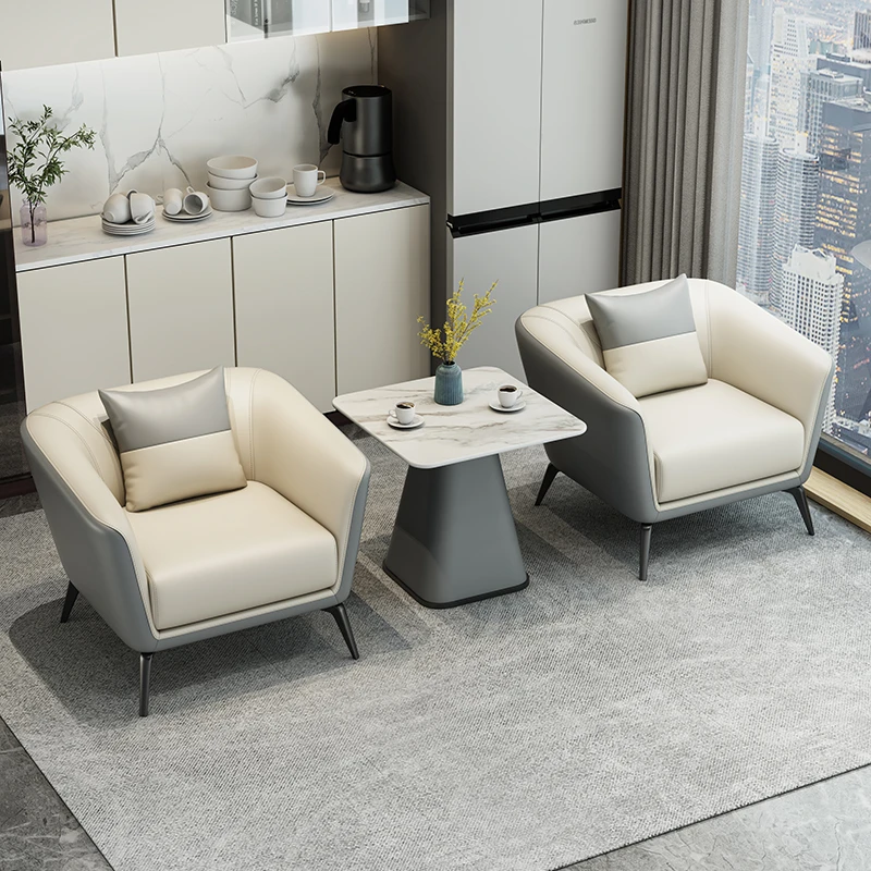 现代简约接待会客室大堂商务休闲单人办公沙发休息区洽谈桌椅组合