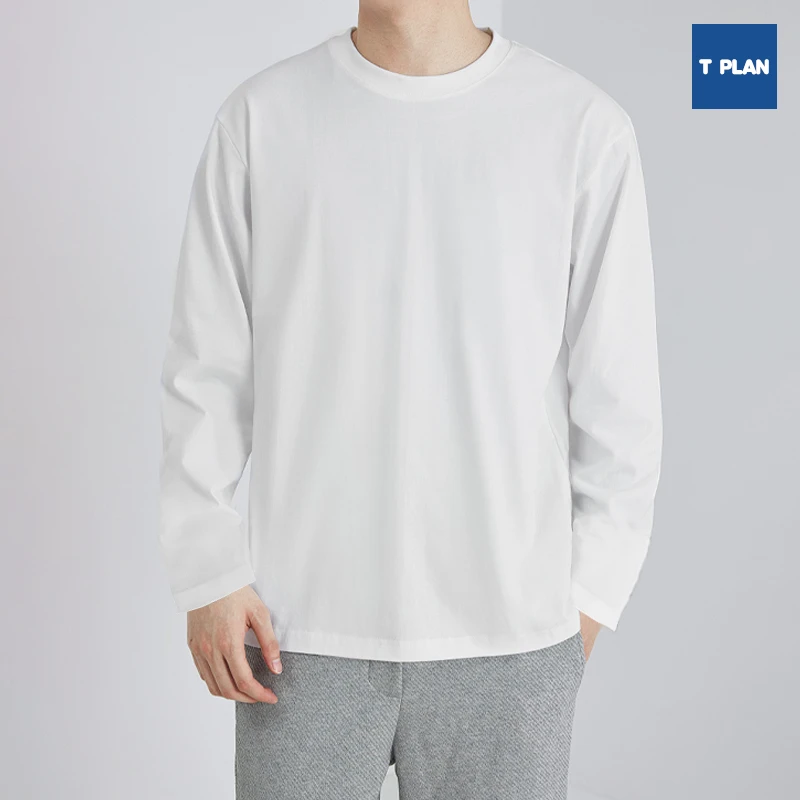 【两件装】重磅230k新款新疆薄款长袖上衣圆领百搭纯色打底衫