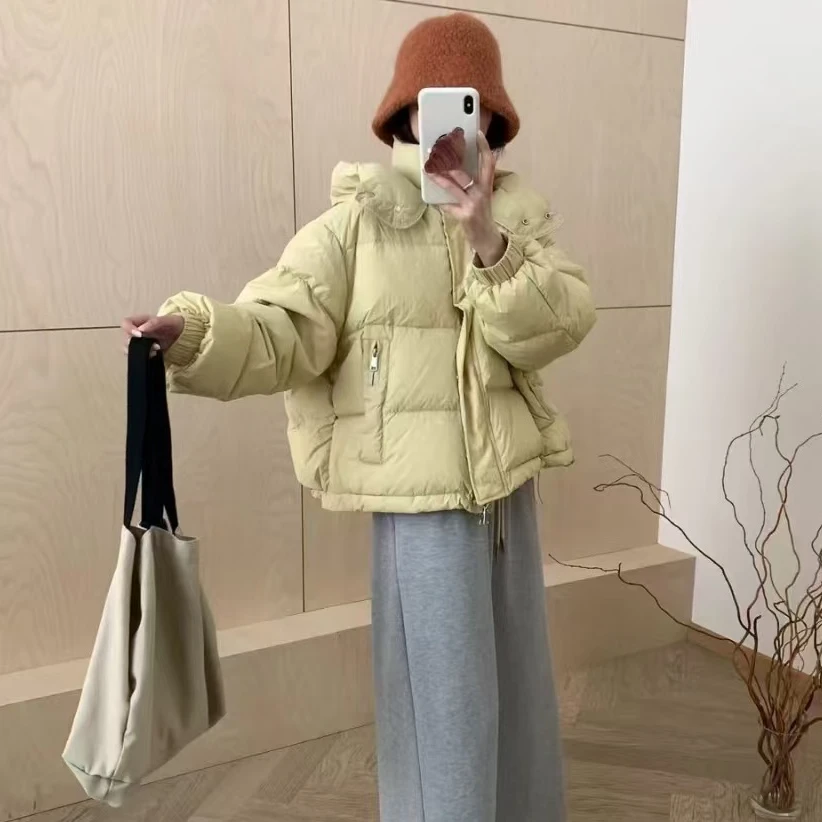 【国标】短款白鸭绒韩版短款百搭显瘦加厚洋气羽绒服外套