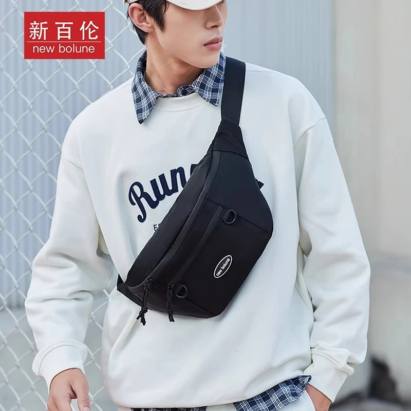 新百伦斜挎包潮牌男生挎包运动骑行男士腰包2024新款胸包女饺子包