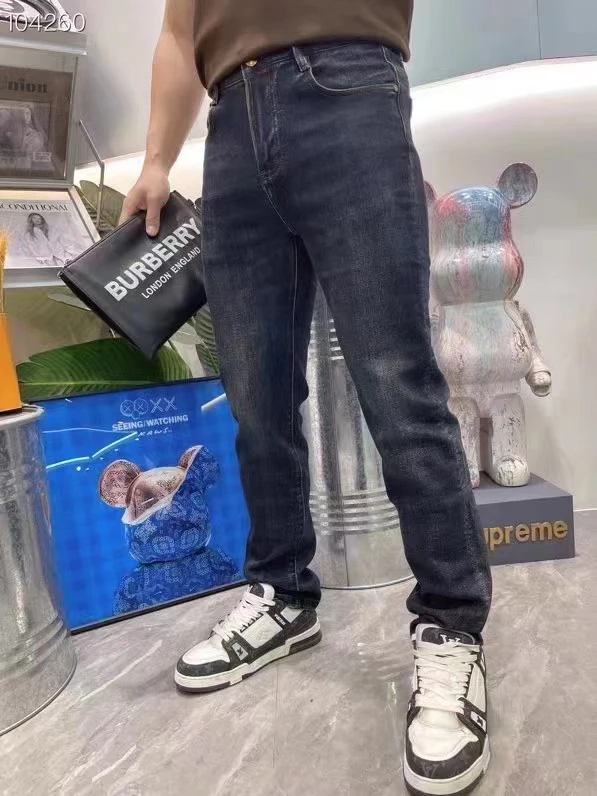 欧货冬季新款牛仔裤男士潮牌青年休闲百搭修身小脚长裤子