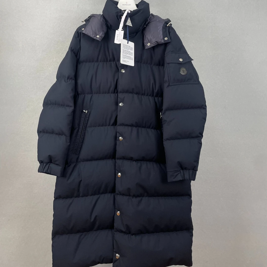 全新未使用 MONCLER hanoverian深蓝连帽羊毛羽绒大衣 4码 50095