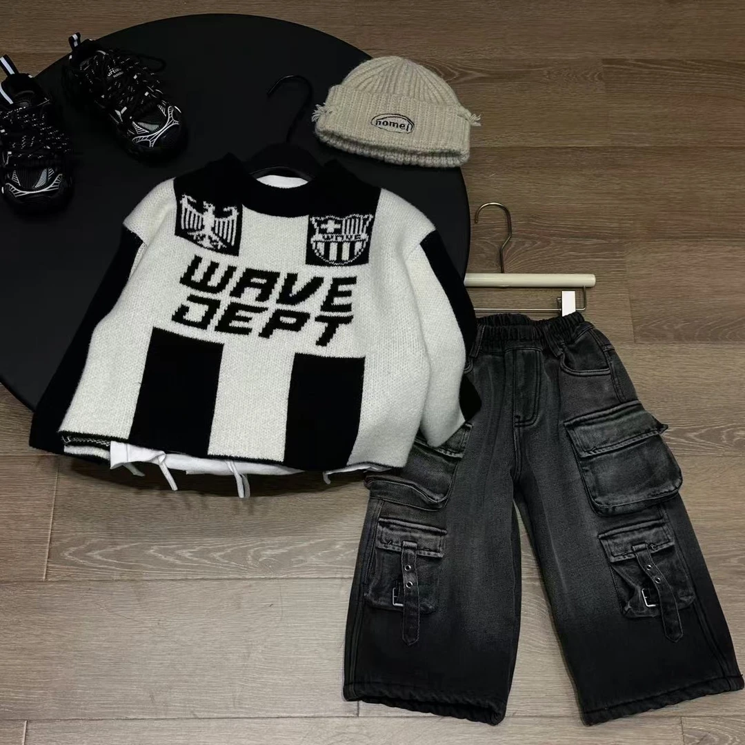 毛衣韩版男女童宽松时尚百搭潮流冬季纯色单件毛衣