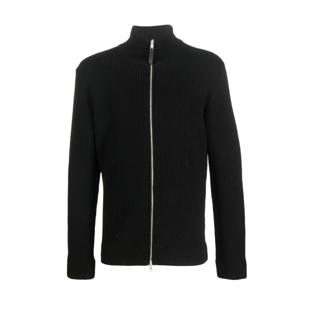 【新款马拉】男士拉链外套针织衫老钱风穿搭立领羊毛衫黑色高领毛衣