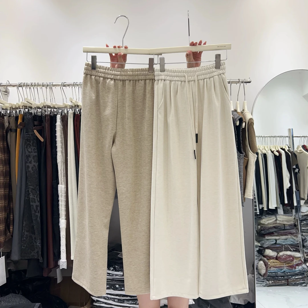 小个子软糯灯芯羊绒加绒女秋冬宽松拖地直筒加厚垂感窄版休闲裤