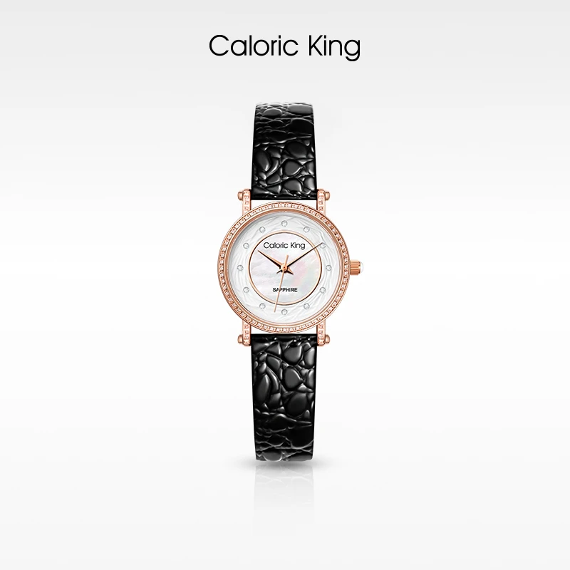Caloric king 经典时尚·雪花系列简约设计感皮带轻奢女士手表镶钻