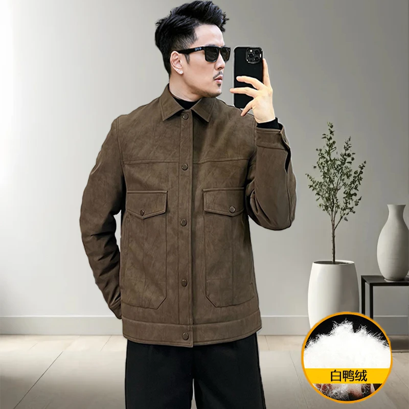 夹克翻领潮牌羽绒服加厚防寒服高端外套男款冬季2024新款休闲保暖