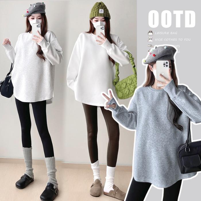 孕妇装秋冬打底衫宽松卫衣加绒加厚宽松百搭上衣2024新款网红上衣