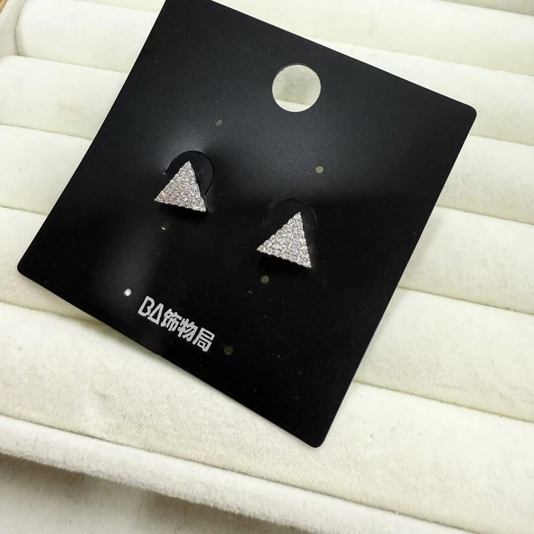 铜合金合成锆石耳饰 时尚简约几何图形耳钉 2911