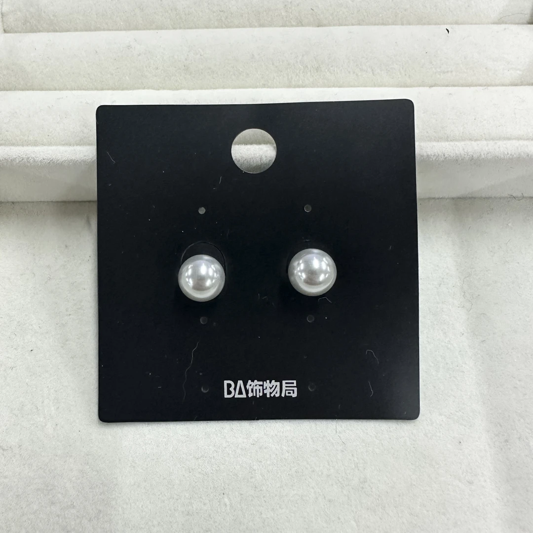 925银仿珍珠耳饰 时尚10mm铂金灰珠珠耳钉 3929