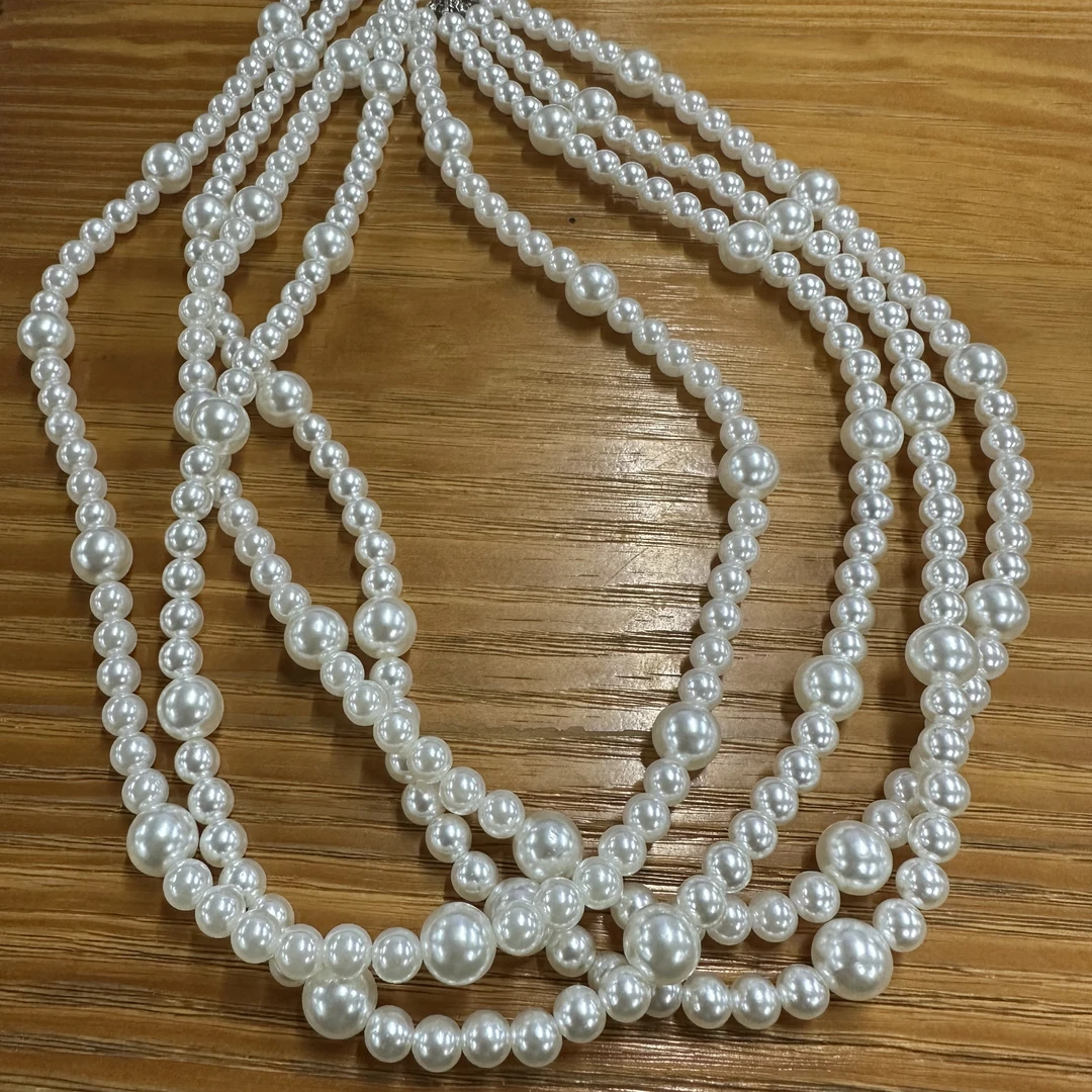 铜合金仿珍珠项链 个性时尚多层珠珠项链 2319