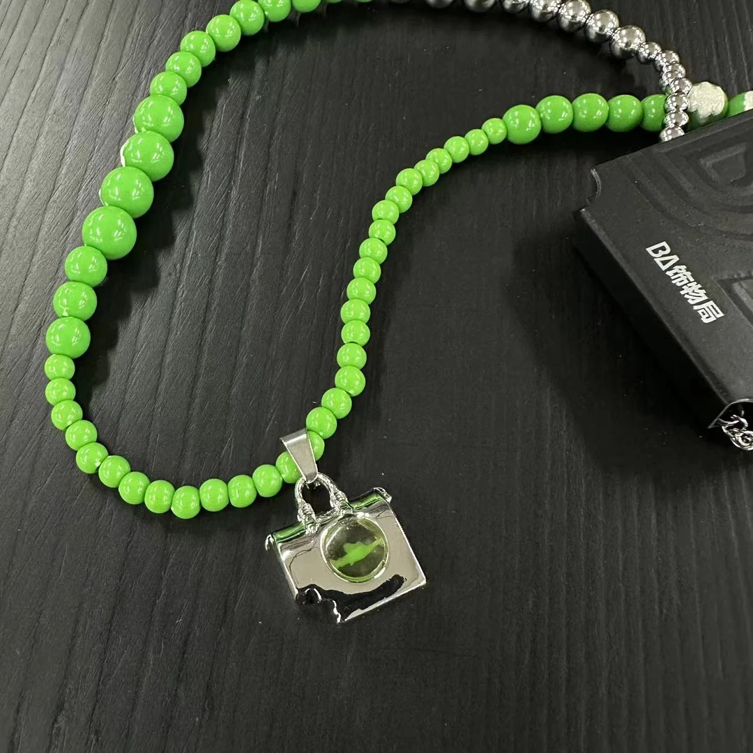 铜合金亚克力项链 时尚锁芯吊坠项链 2410