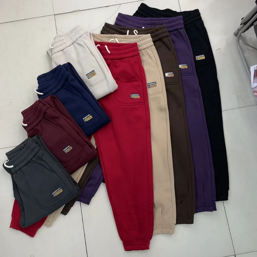 小个子2024女士加绒加厚休闲裤新款百搭宽松女秋冬高腰时尚卫裤