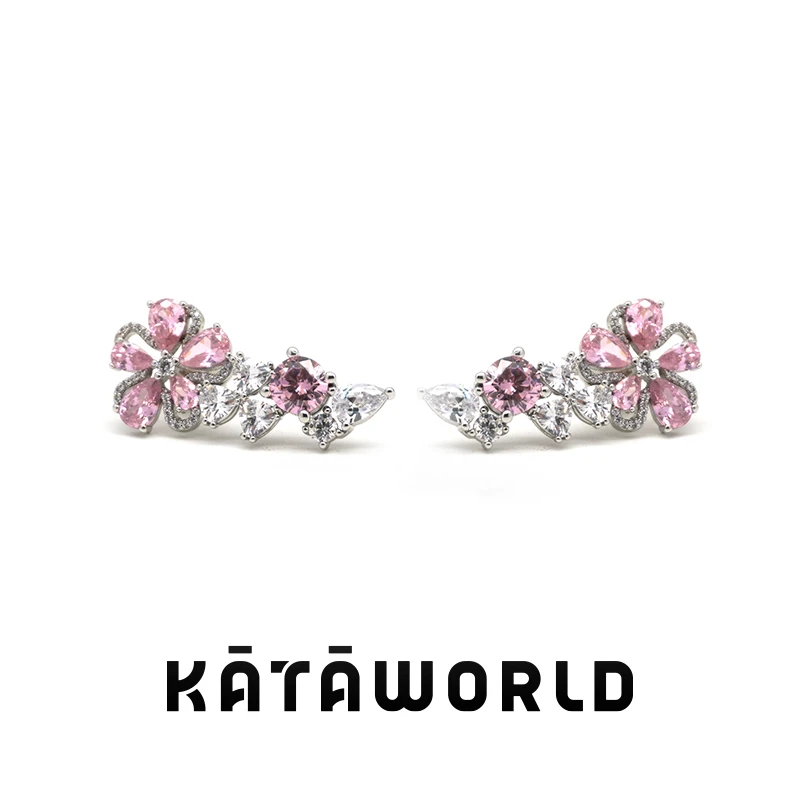 KATAWORLD 铜合金莫桑石耳饰 【主理人】桃花耳钉-白金色/对