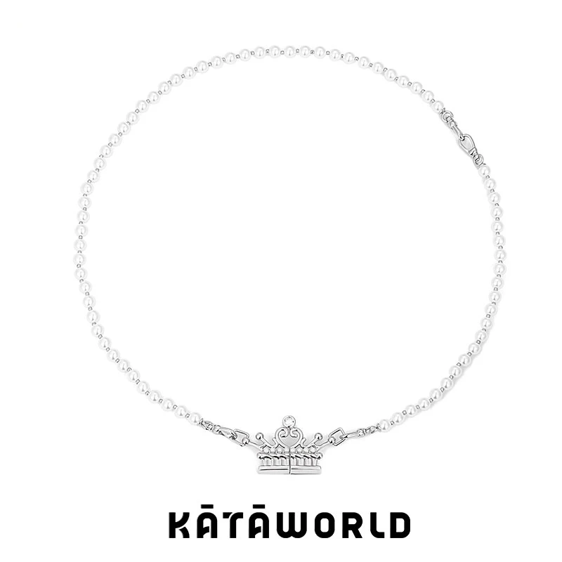 KATAWORLD 铜合金仿珍珠项链 【主理人】示爱皇冠潮玩磁吸项链轻奢X