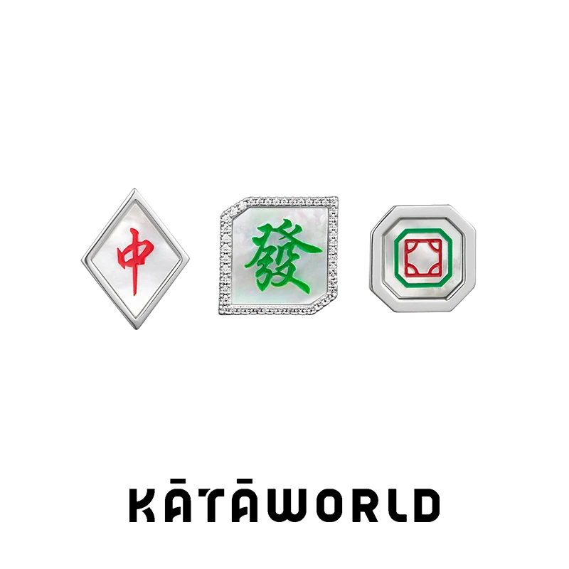 KATAWORLD 铜合金珐琅耳饰 【主理人】中发白国潮精致菱形耳钉