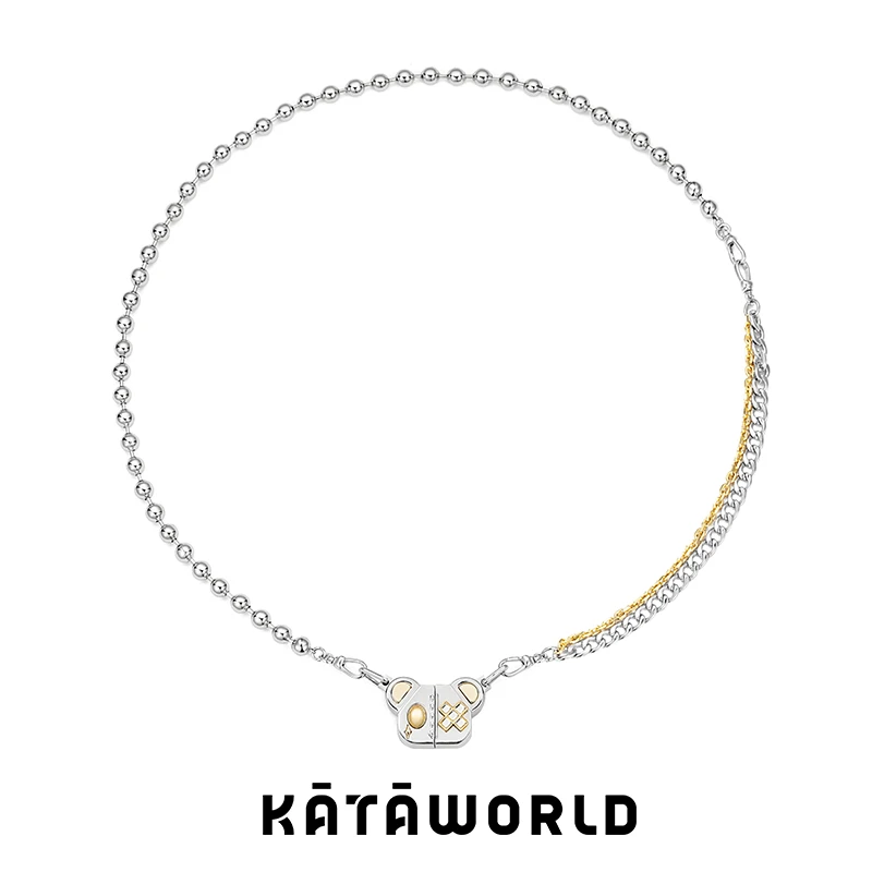KATAWORLD 铜合金项链 朋克熊仔潮玩情侣男女五金女孩磁吸项链X
