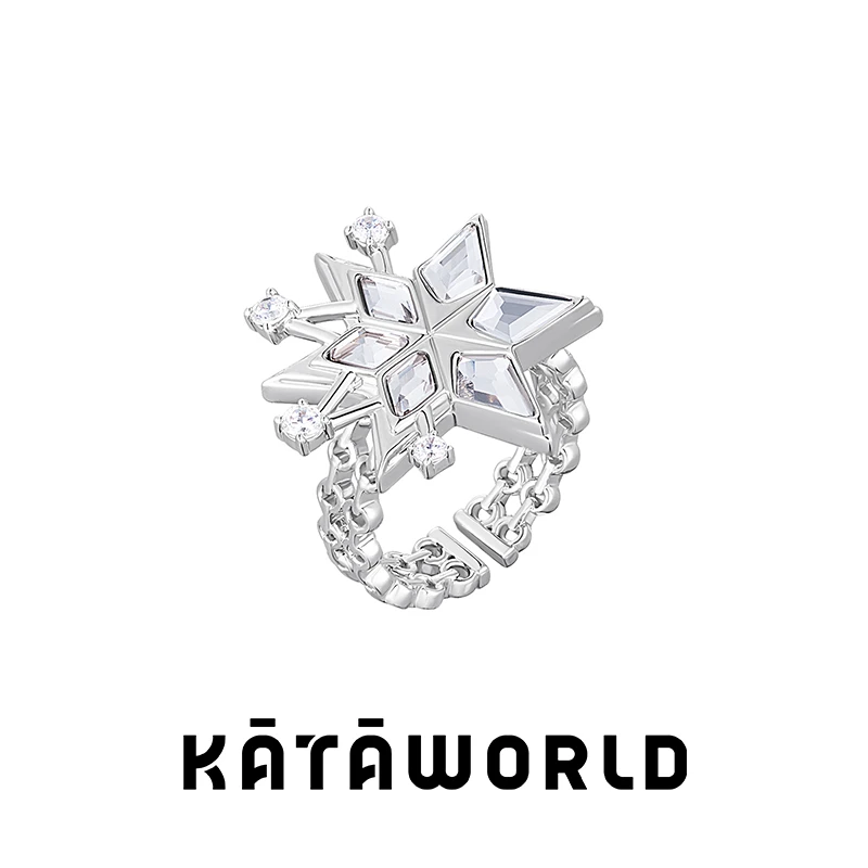 KATAWORLD 铜合金合成锆石戒指 雪月花戒指时尚气质【粉丝福利】