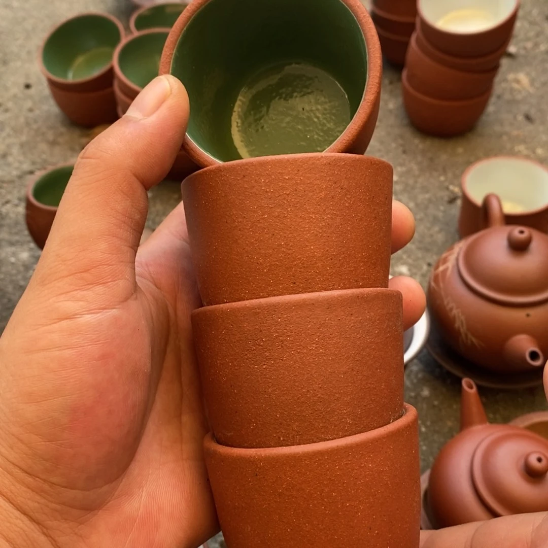 紫砂茶壶绿釉井泉杯50cc