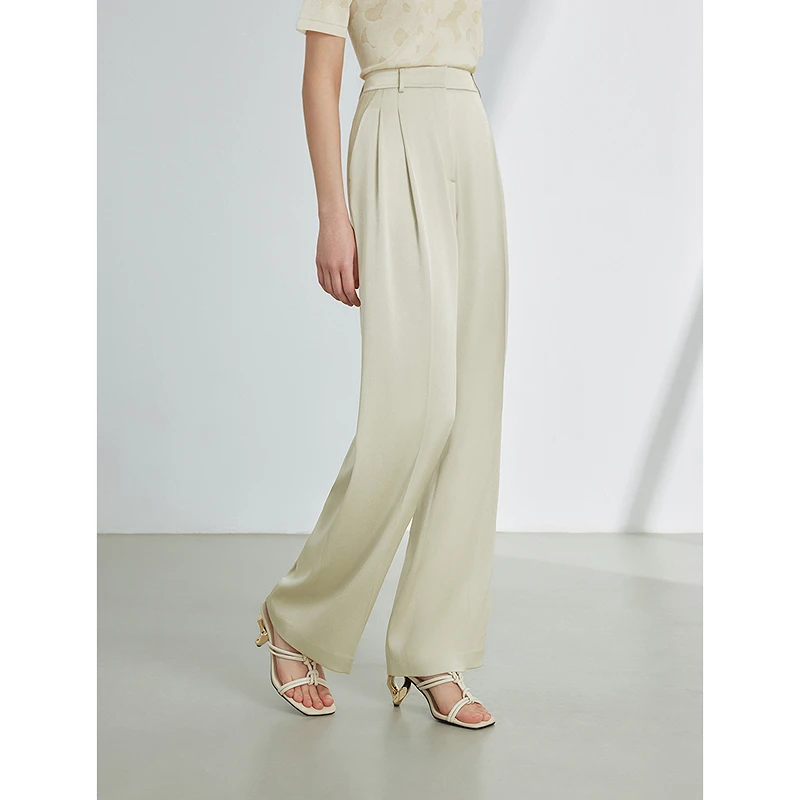 【薄荷曼波】朗姿三醋酸复古阔腿垂感高腰女新款休闲裤