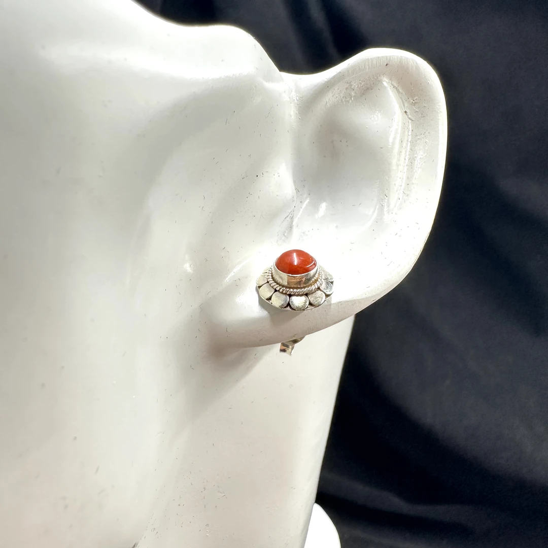 925银耳饰 民族风圆花朵形耳钉耳饰 ES00394