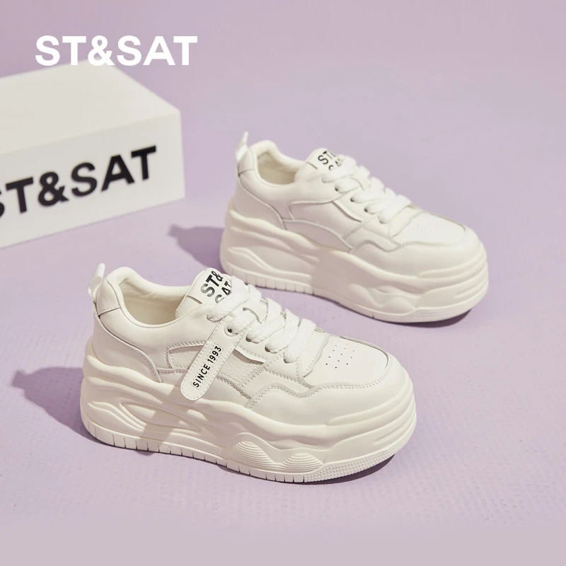 星期六厚底小白鞋女春季新款6CM增高时尚休闲板鞋显脚小运动鞋子