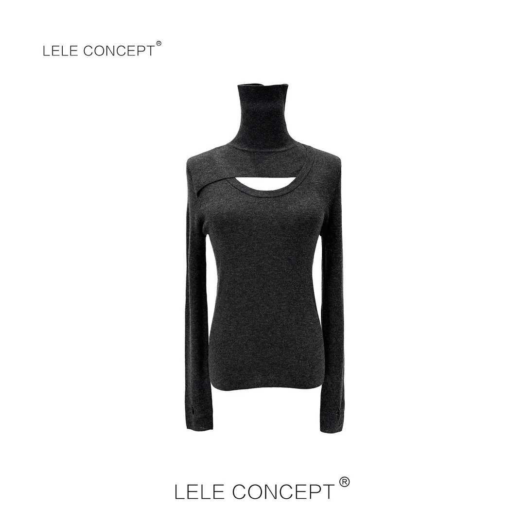 LELE CONCEPT丨新款舒适百搭设计款高领前开口针织衫S0665