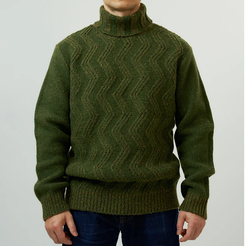 澳洲美利奴羊羔毛彩点绞花男士毛衣