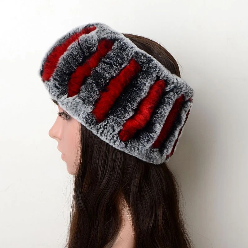 保真獭兔毛加厚超大弹力皮草围巾套头围脖脖套男女发带一帽两用