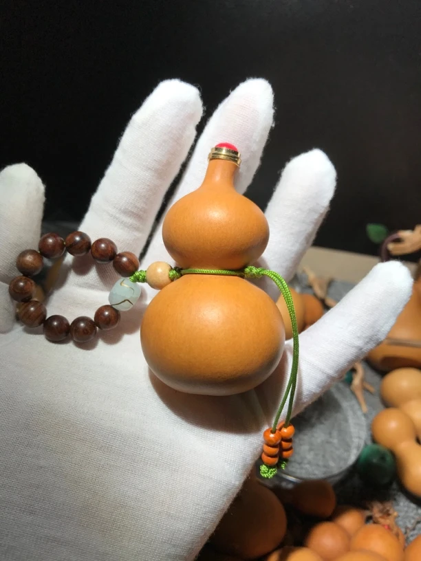 一对一拍图 天然小葫芦文玩手捻手把件龙头盘玩包浆收藏摆件