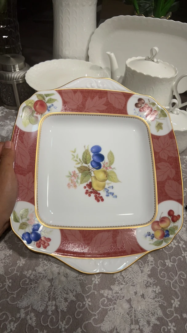 则武骨瓷双耳皇家果园方盘