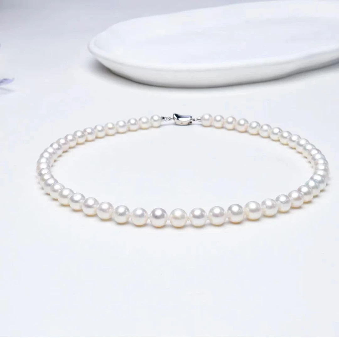 熊猫白雪珍珠天然淡水无核珍珠 8.5-10mm 极光 正圆 微微瑕带大证