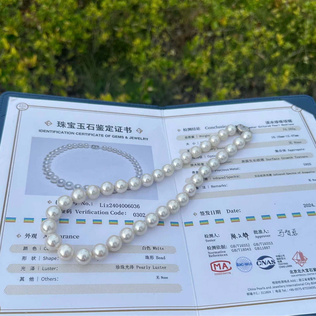 淡水澳白 天然淡水珍珠10-12mm大龙珠项链气质时尚百搭