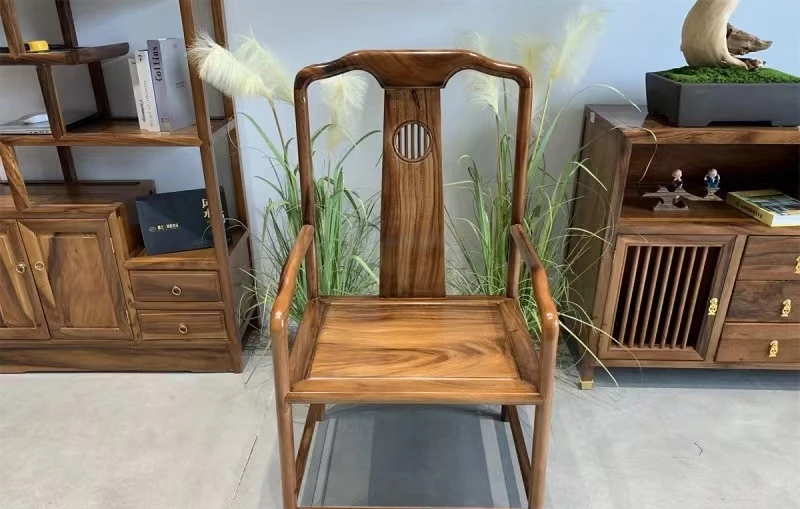 南美胡桃木浩然主椅新中式实木办公太师椅茶室主人椅禅意阳台茶椅