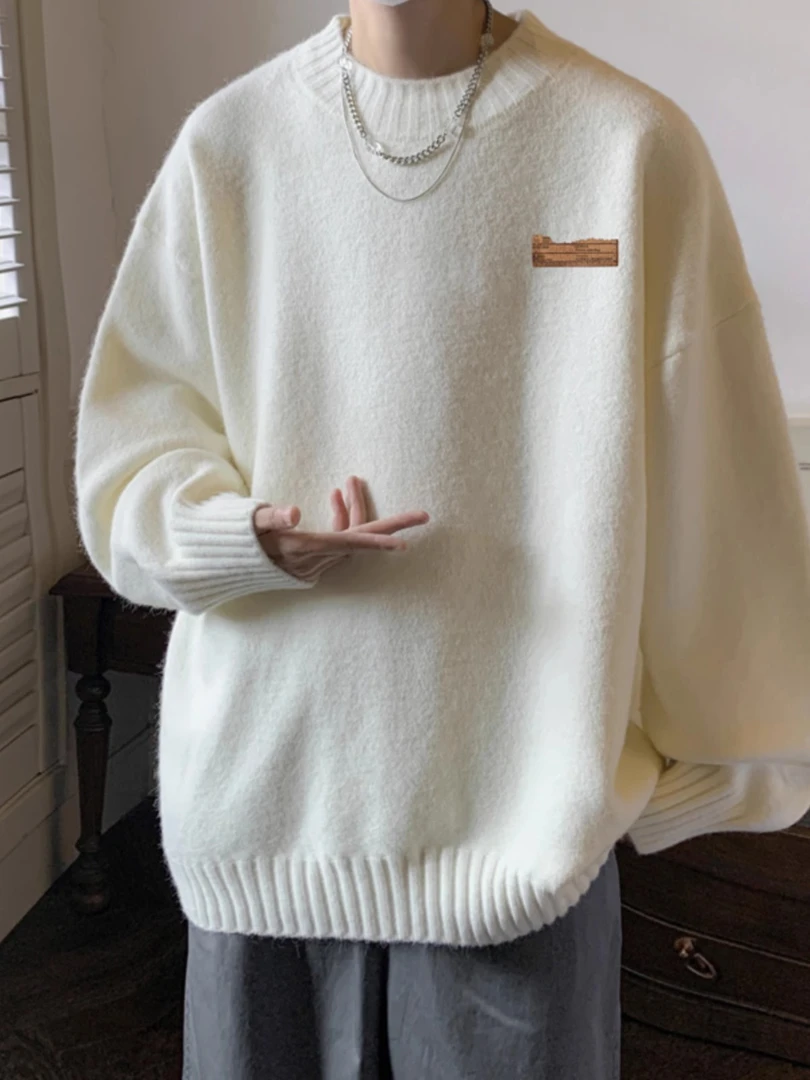 加肥加大码300斤针织衫圆领毛衣男秋冬加厚保暖宽松打底长袖上衣