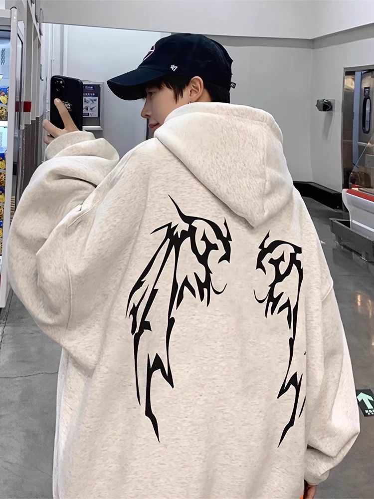 加肥加大码300斤加绒加厚纯棉卫衣男秋冬高街潮牌青少年连帽外套