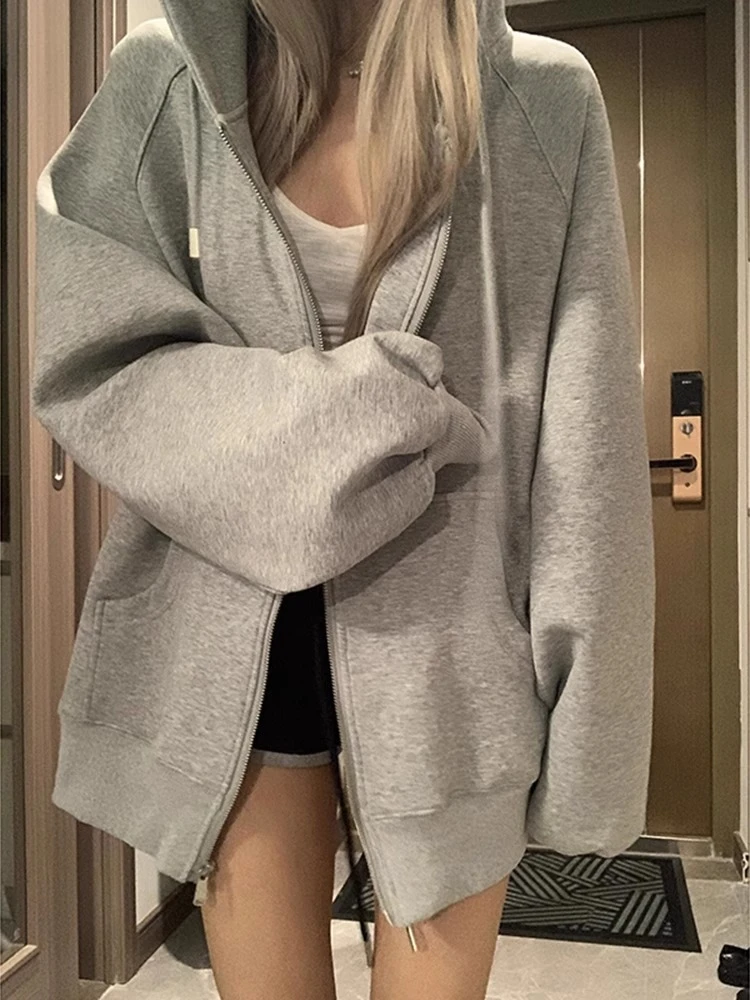 加肥加大码300斤灰色连帽开衫卫衣男士秋冬加绒加厚重磅拉链外套