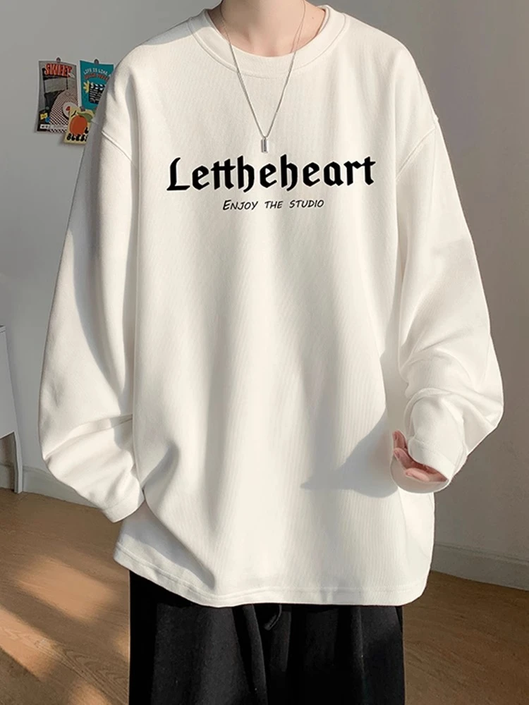 加肥加大码300斤纯棉重磅长袖t恤男春秋2024新款宽松百搭打底上衣