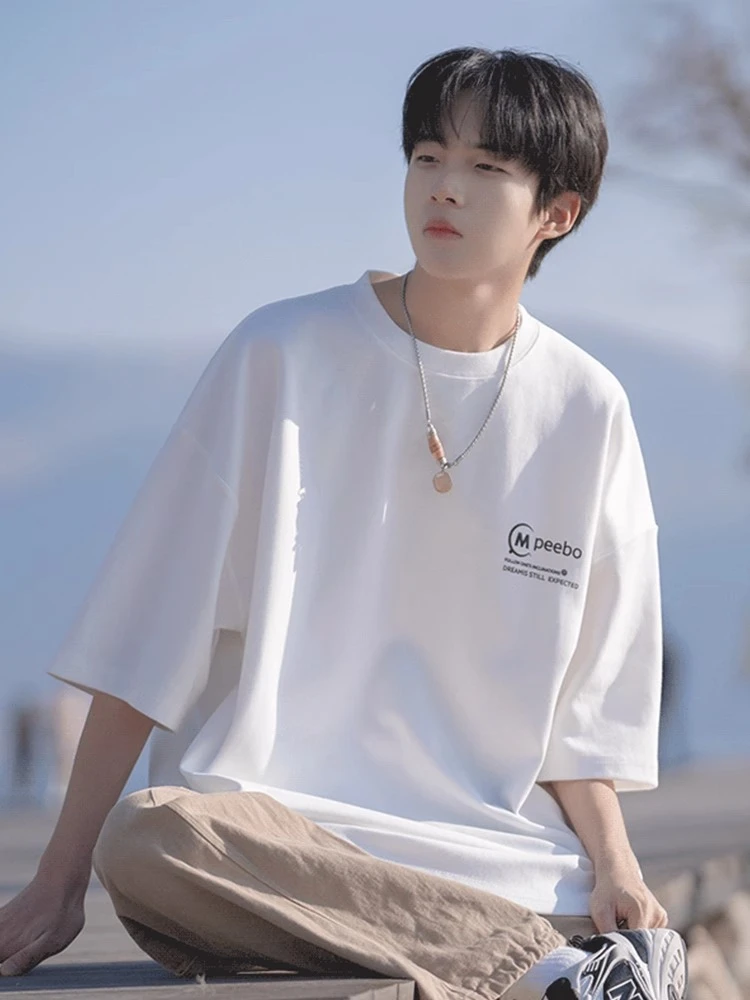 加肥加大码300斤纯棉短袖男t恤夏季潮牌青少年宽松休闲半袖上衣