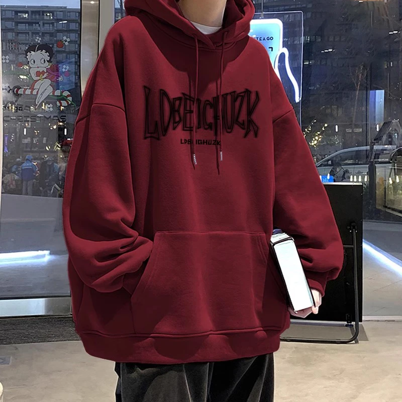 加肥加大码300斤美式重磅宽松连帽卫衣男秋冬季加绒加厚宽松外套