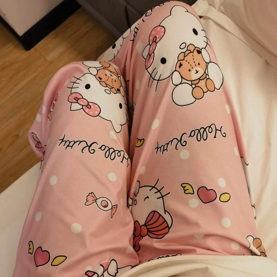 遛弯裤子!kt猫卡通新款睡裤女春秋宽松居家夏季空调长裤休闲裤子