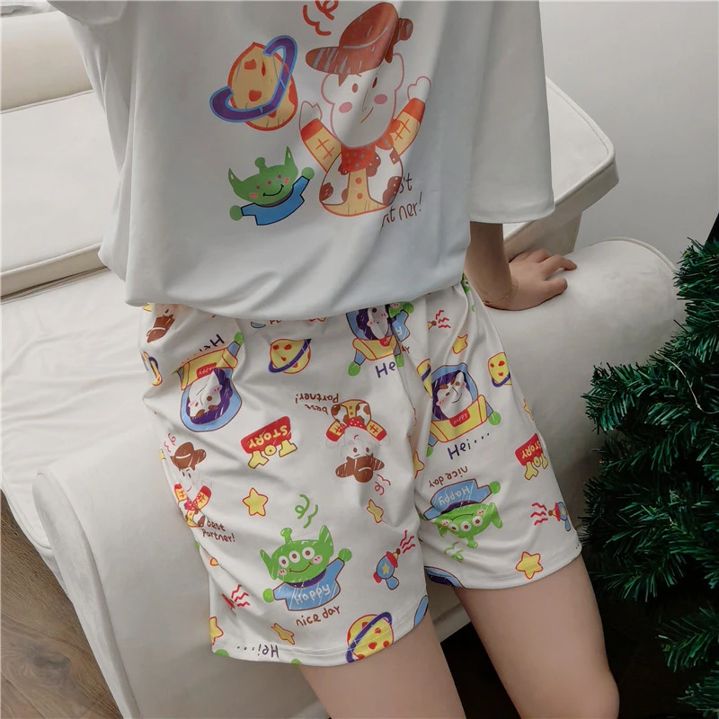 网红ins新款卡通百搭睡衣女宽松短袖圆领夏季韩版休闲家居服上衣
