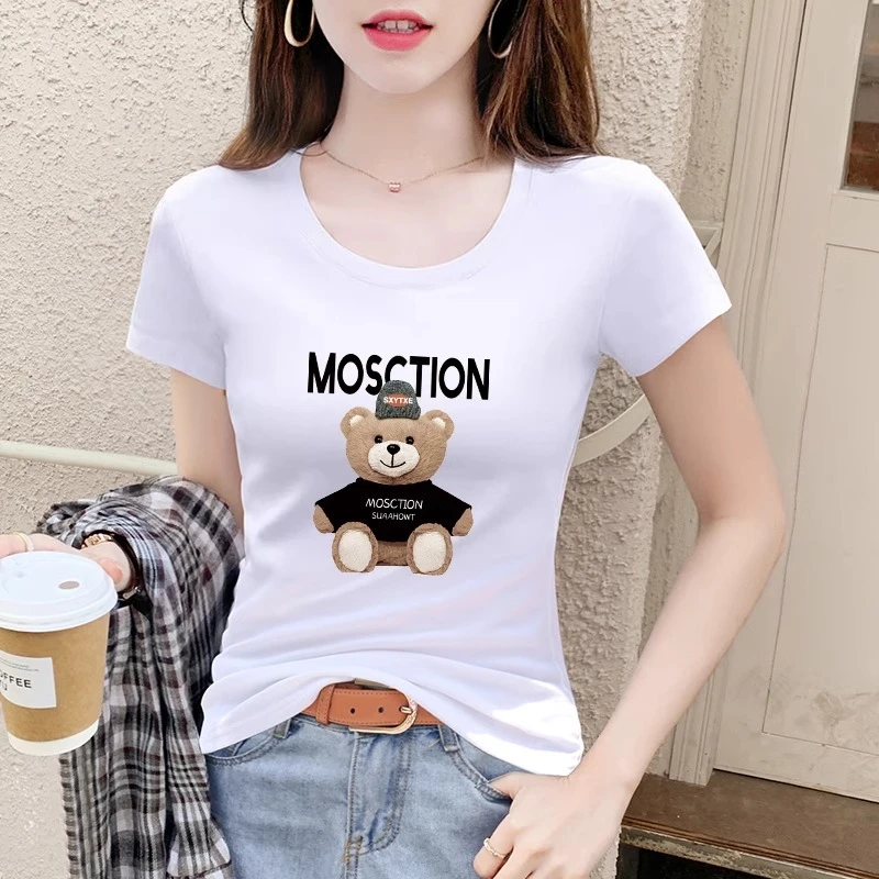 白色短袖t恤女修身夏季2025新款正肩显瘦洋气减龄半袖百搭上衣潮